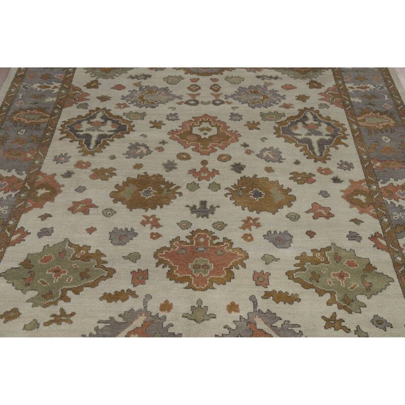 Oushak Indian Area Rug Hand-Knotted Transitional Wool Carpet - 8'1" x 9'11"