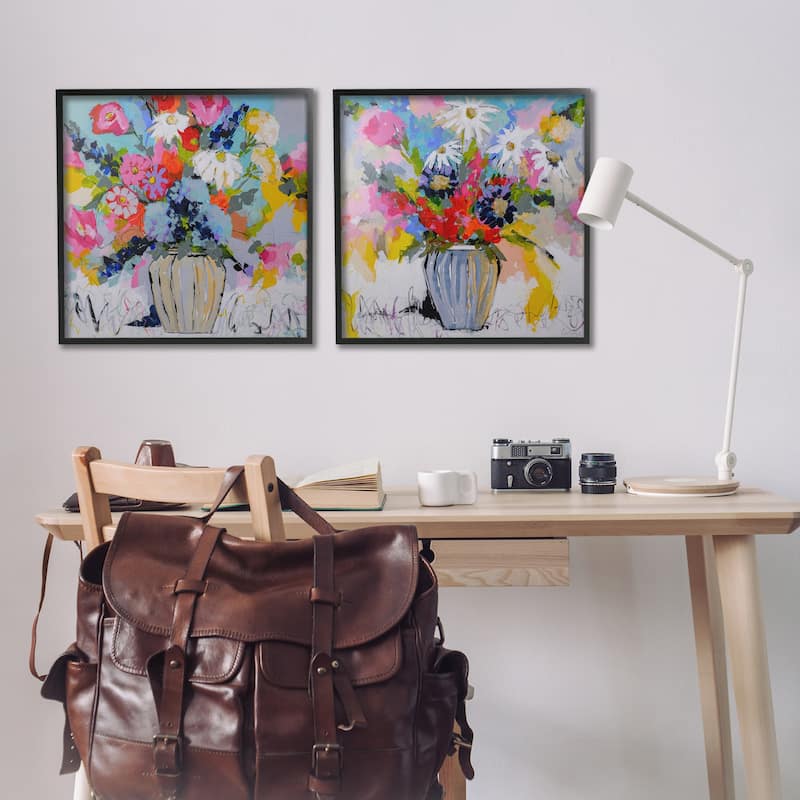 Stupell Vibrant Flower Vase Collection Framed Giclee Art Design By Joan Curtis (Set of 2)