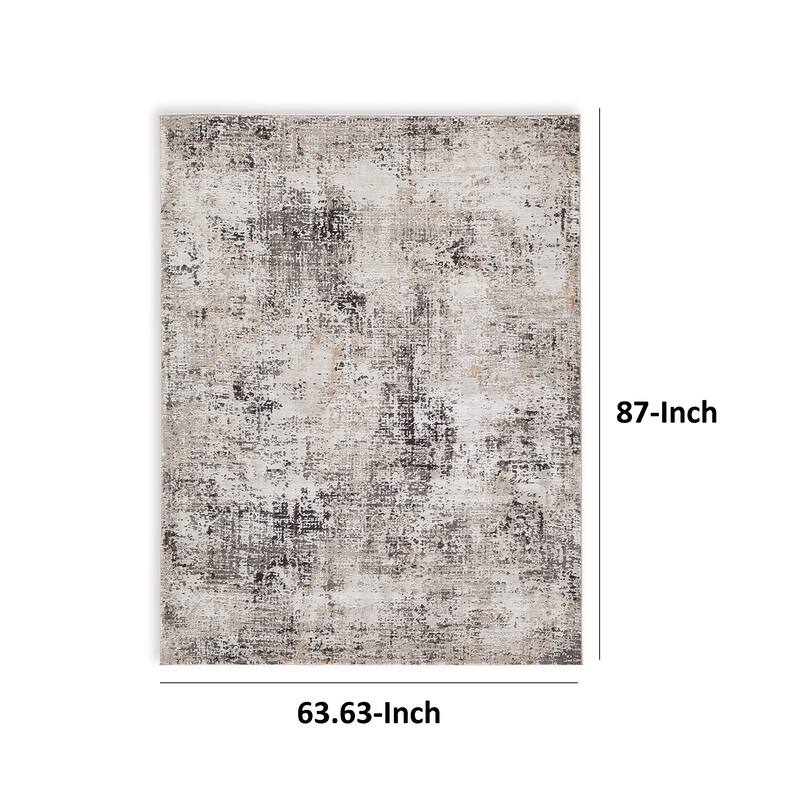 Elanor 5 x 7 Area Rug, Modern Abstract Design, Gray Polyester, Jute Backing - 5 x 7