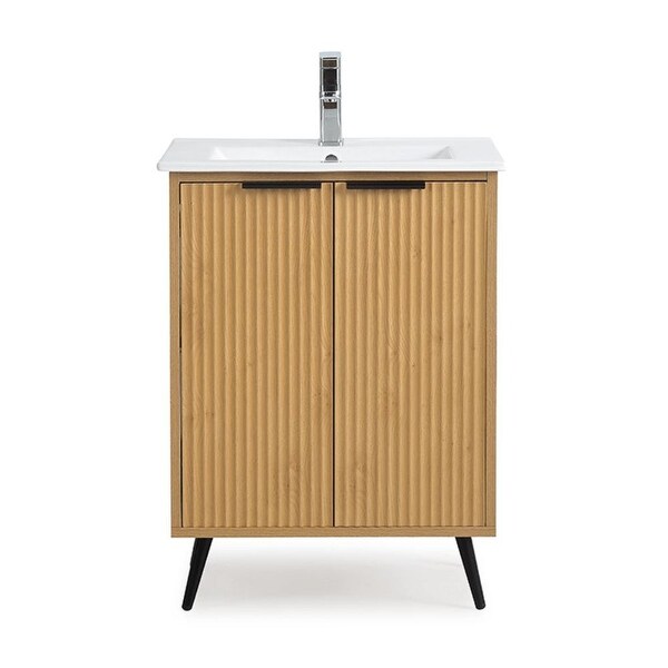 tomwood オニキス　62 24 Inch Light Wood Finish Single Bathroom Vanity with Intergrated