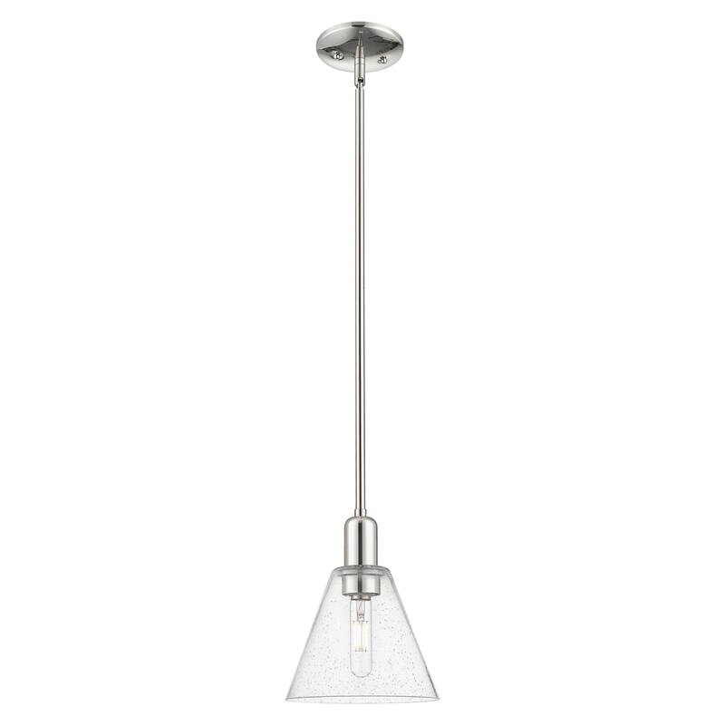 Innovations Lighting Endless Possibilities Arcadia - Berkshire Glass - 1 Light 8" Stem Hung Mini Pendant - Polished Nickel/Seedy