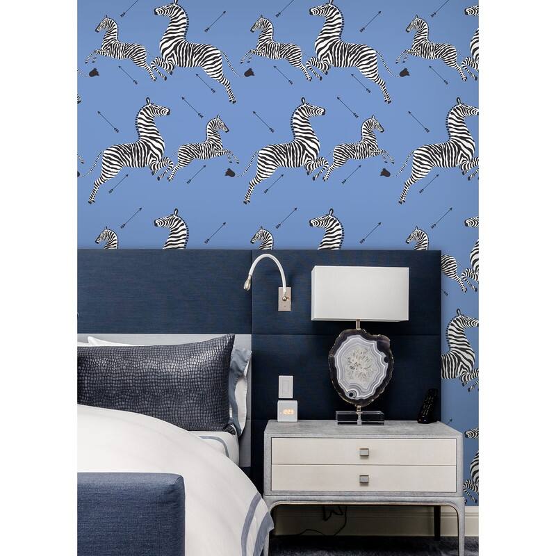 Scalamandre Azure Zebra Safari Peel & Stick Wallpaper