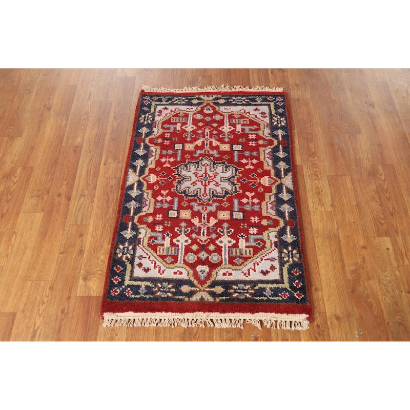 Hand Knotted Oriental 100% Wool Carpet Traditional Medallion Red Kazak Area Rug - 3' 0'' X 2' 0''