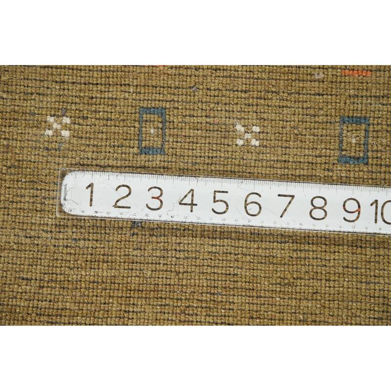 Green Tribal Gabbeh Indian Area Rug Hand-Knotted Oriental Wool Carpet - 5'0" x 7'9"