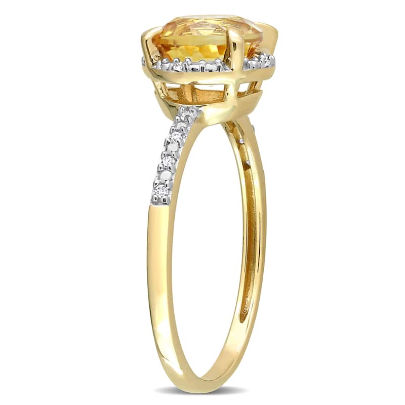 Miadora 1 1/4ct TGW Citrine and Diamond Accent Engagement Ring in 10k Yellow Gold