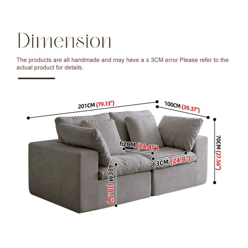Loveseat Couch Sofa, Oversized 2-Seater Lounge Sofa with Plush Foam, Recliner Sofa Sectional Sofa with Armrests