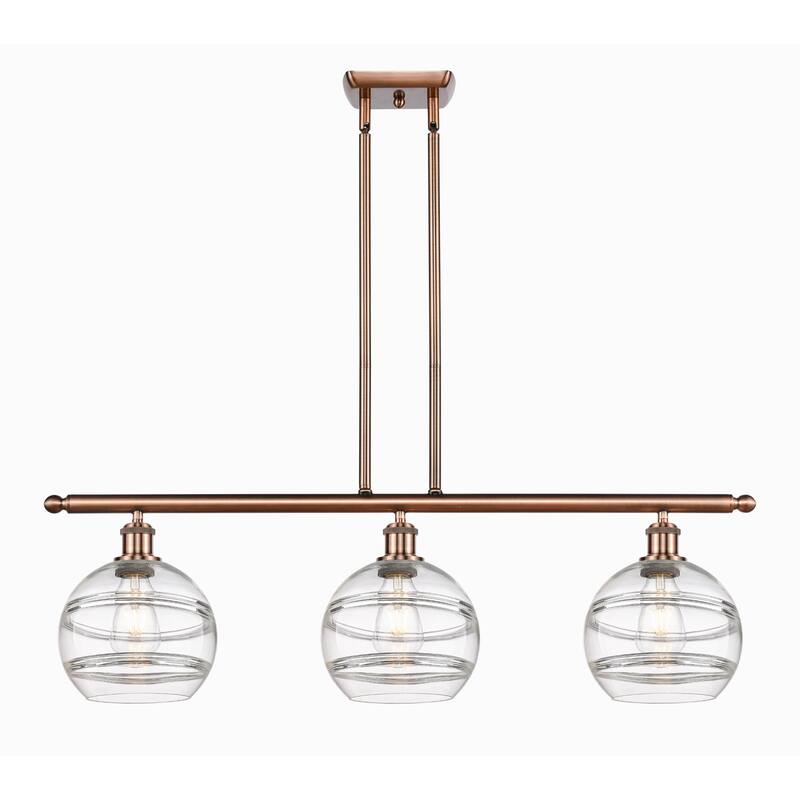 Innovations Lighting 516-3I-10-36 Rochester Linear Rochester 3 Light - Antique Copper / Clear