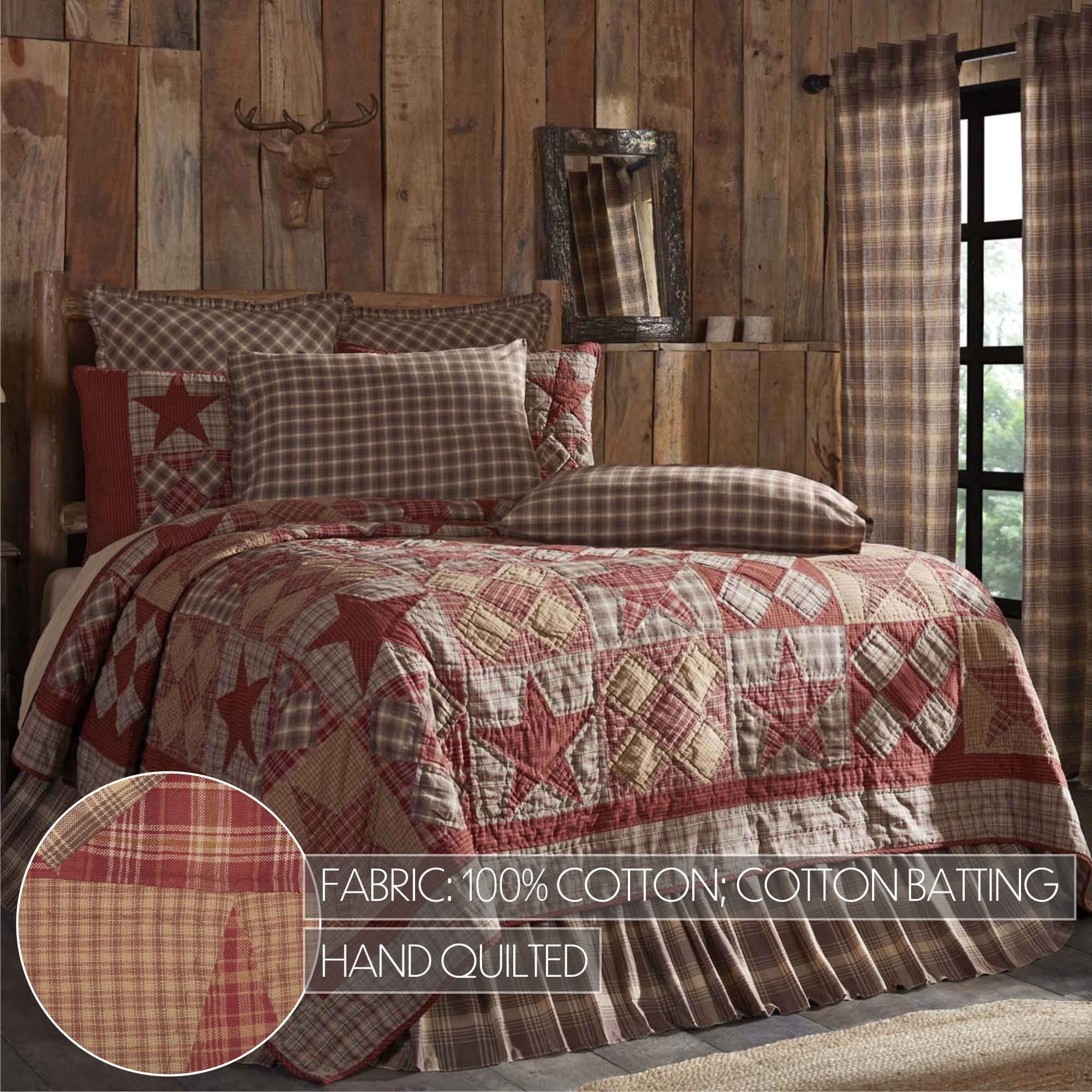 Dawson Star-Tan Rustic Star Cotton Quilt