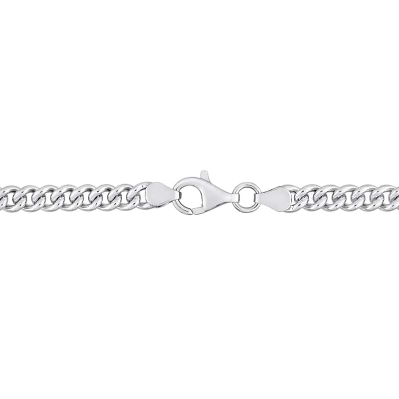 Miadora 1 1/4 CT TGW Oval Created Blue Sapphire Curb Link Chain Bracelet Sterling Silver