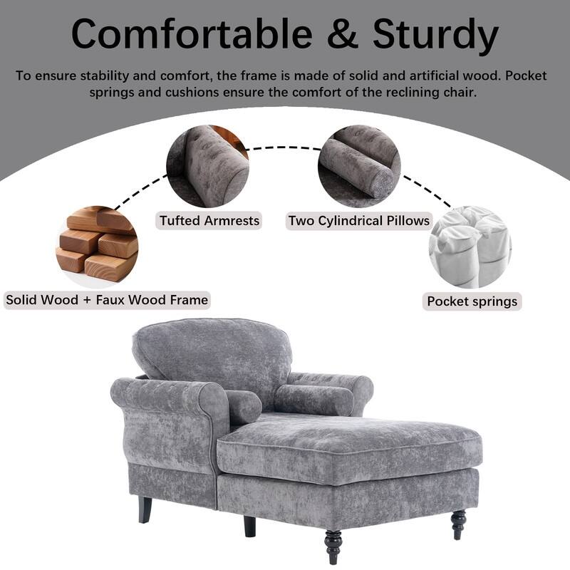 43.3" Chenille Upholstered Sofa Lounge Chair