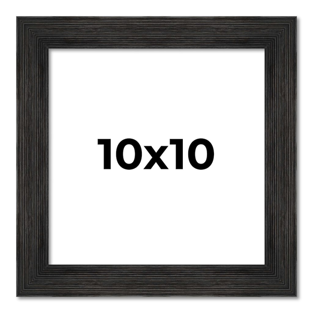 10x10 Black Rustic Wide Barnwood Picture Frame - UV Acrylic, Foam Board Backing, Hanging Hardware