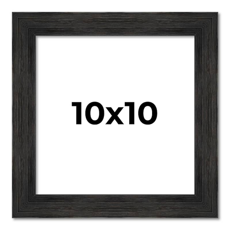 10x10 Black Rustic Wide Barnwood Picture Frame - UV Acrylic, Foam Board Backing, Hanging Hardware - Holds 10x10 Photo