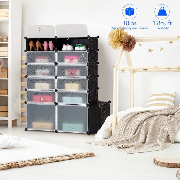 Shop Costway Diy 13 Cube Portable Shoe Rack Storage Cabinet