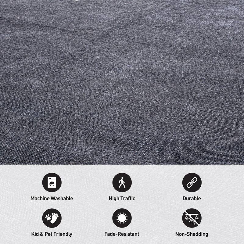 Contemporary Solid Machine Washable Area Rug