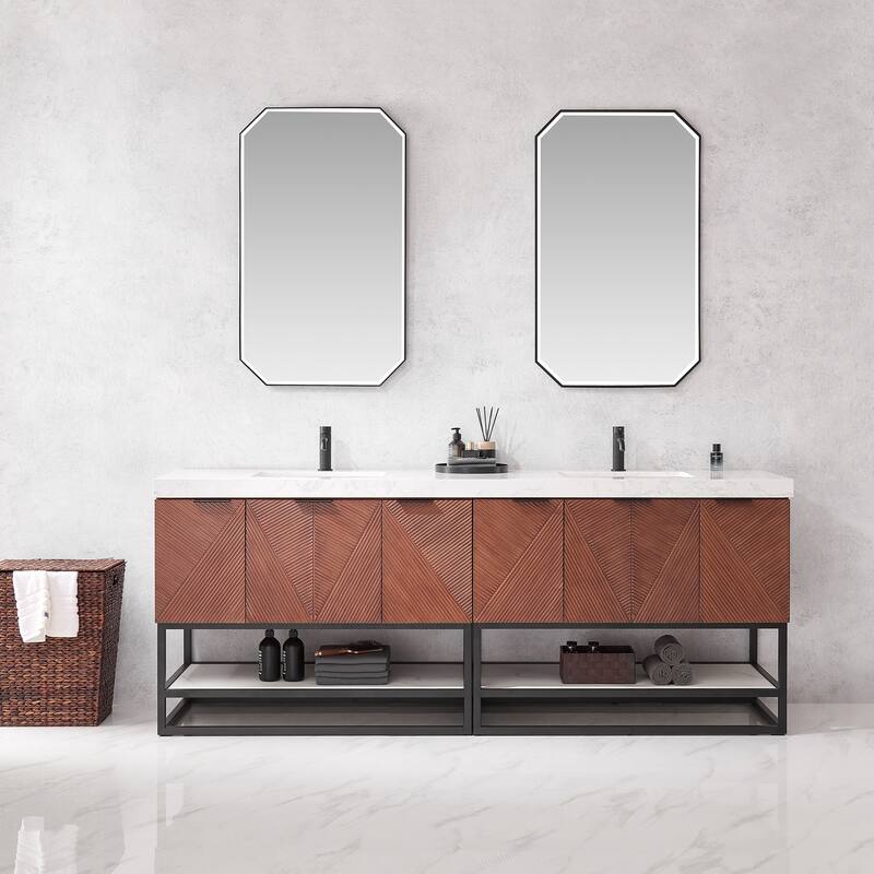 Mahon Double Bath Vanity with Composite Stone Top and Mirror