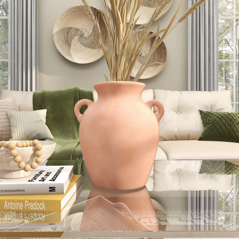 Ceramic Terracotta Jug Decorative Vase with Handles - Orange - Roche River Decor