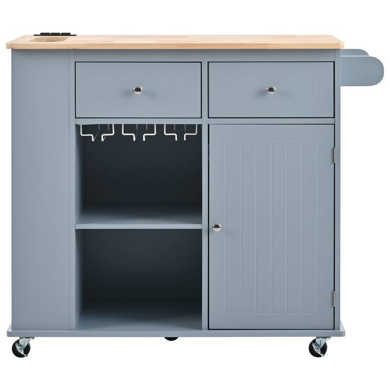 Kitchen Storage Island with Drop Leaf and Power Outlet