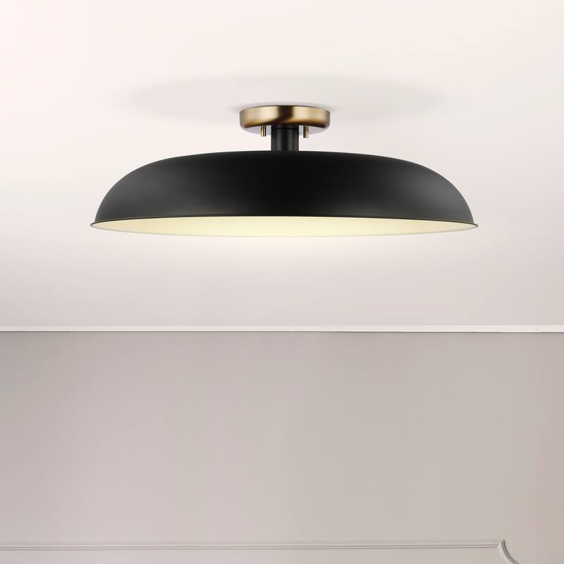 Colony - 1 Light - Large Semi-Flush Mount Fixture - Matte Black with Burnished Brass