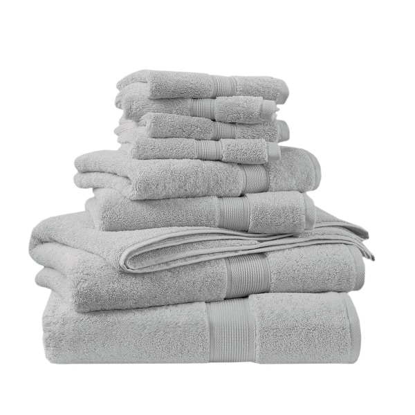 slide 2 of 15, Madison Park Signature 800GSM Ultra-Soft 100% Cotton Absorbent Towel Set 8-Piece - Silver