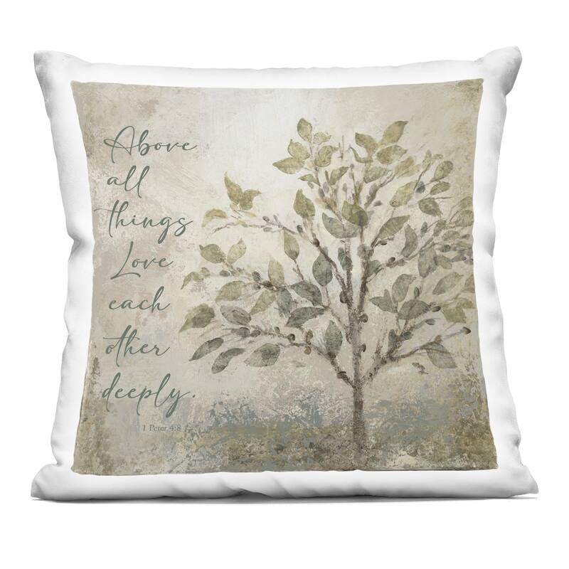 Stupell Rustic Love Each Other Deeply Decorative Printed Throw Pillow Design by John Spaeth - Accent - Polyester - Green - Single