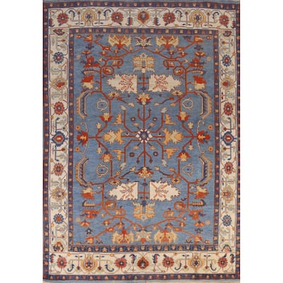 Blue Heriz Serapi Indian Area Rug Hand-Knotted Wool Carpet - 7'11" x 10'0"