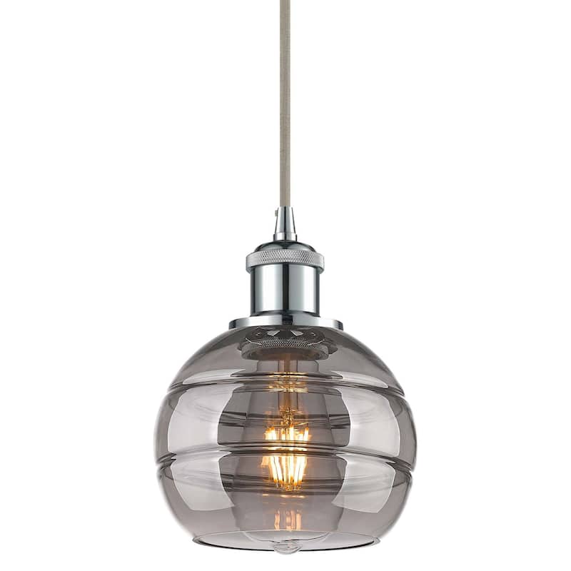 Innovations Lighting 516-1P-8-6 Rochester Pendant Rochester 6" Wide - Polished Chrome / Light Smoke