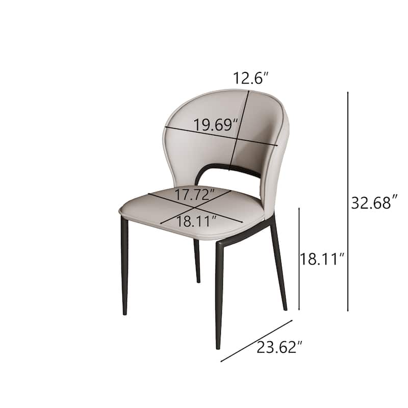 Modern Dining Table Chairs, Faux Leather, Light Gray, 2Pieces