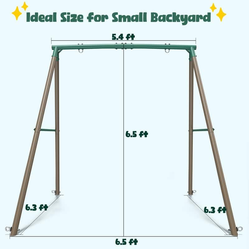 6.5 ft Tall Metal Swing set for Backyard With 50 Inch Saucer Swing for Kids and Adults