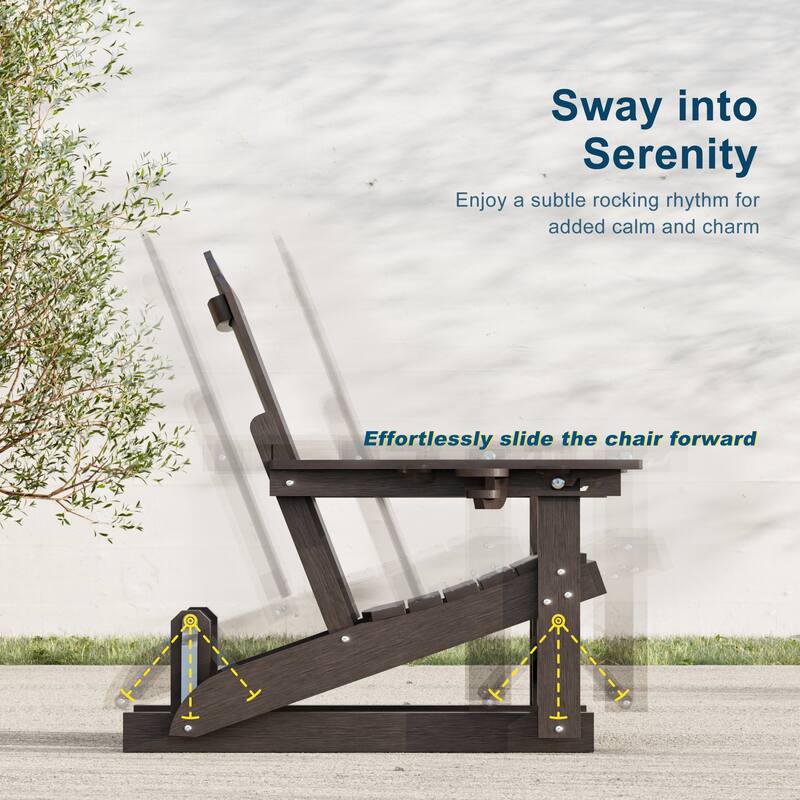 Glider Adirondack Patio Chair, 3-Position Adjust Smooth Motion Chair
