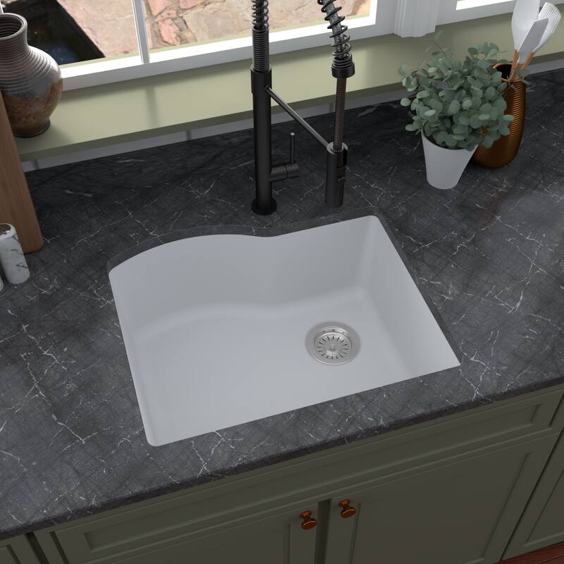 Karran Undermount Quartz 24 in. Single Bowl Kitchen Sink Kit
