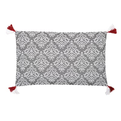 14" x 22" Lottie Floral Tasseled Cotton Decorative Throw Pillow