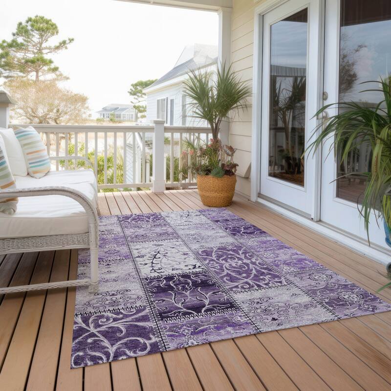 Mana Patchwork Weather Resistant Blended Style Outdoor Rug