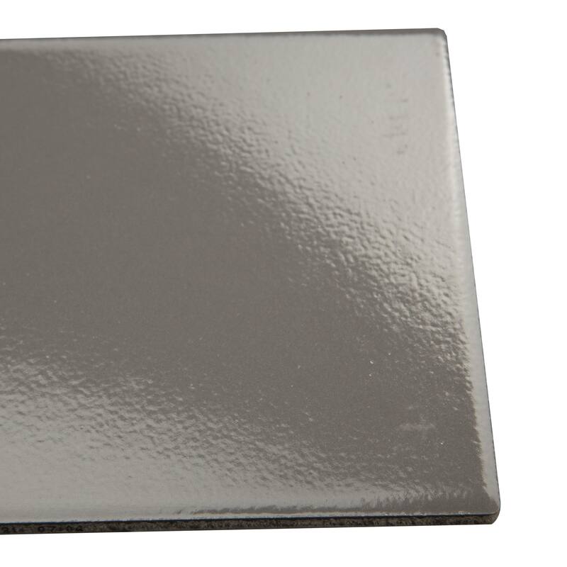 Merola Tile Piscina Brick Glossy Dark Grey 9-5/8" x 19-1/2" Porcelain Floor and Wall Tile