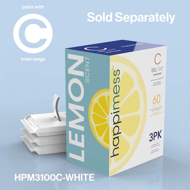 happimess 13.2-Gal (50L) Drawstring Trash Can Liner, (60-Count, 3-Packs)