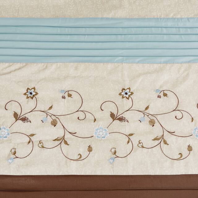 Madison Park Belle Faux Silk Embroidered Floral Shower Curtain