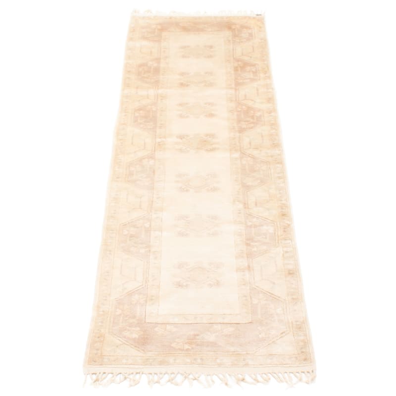 ECARPETGALLERY Hand-knotted Color Transition Cream Wool Rug - 2'7 x 8'10