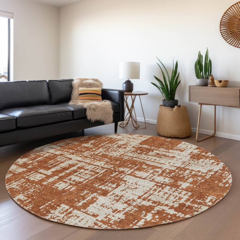 Premium Washable Super Soft Abstract Pixel Mayfield Rug - Paprika - 8' x 8'
