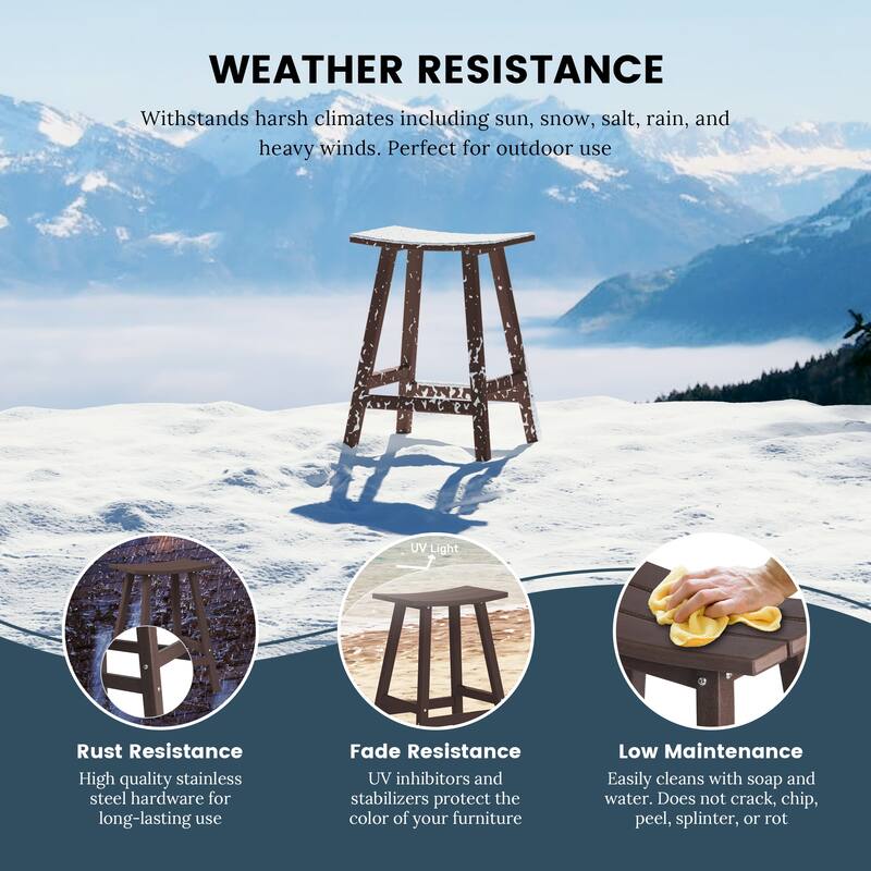 Laguna Hdpe All Weather Outdoor Patio 24" Saddle Seat Counter Stool