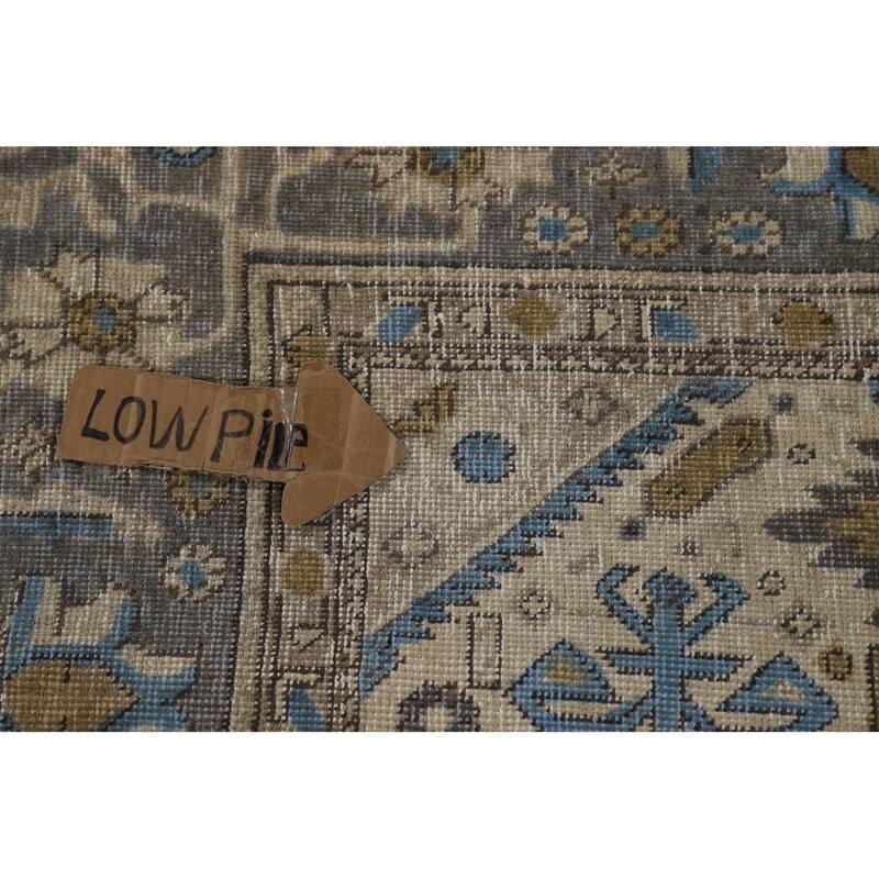 Hand Knotted Oriental 100% Wool Carpet Traditional Floral Beige & Ivories Tabriz Area Rug - 9' 7'' X 6' 6''