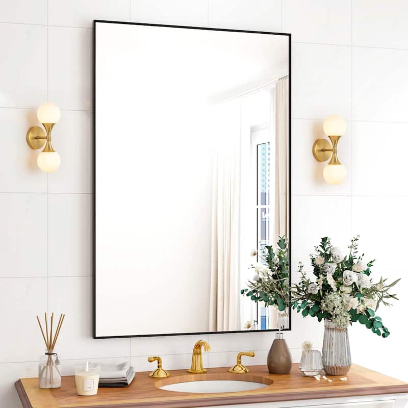 14 in. 2-Light Modern Gold Linear Up&Down Wall Sconces Light Frosted Opal Glass Globe Vanity Lighting