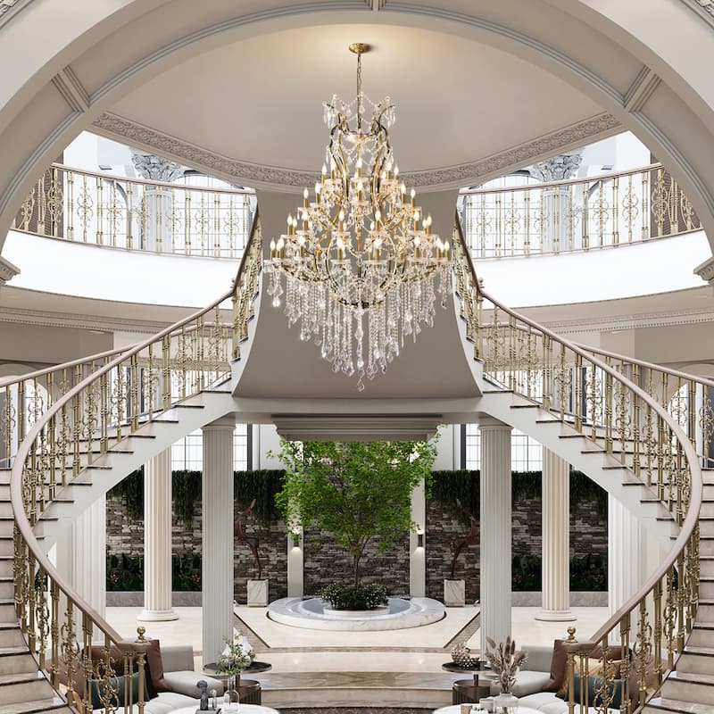 KAYLA Large Crystal Chandelier 28-49in Chandelier Light Fixture Modern Maria Theresa Crystal Chandeliers