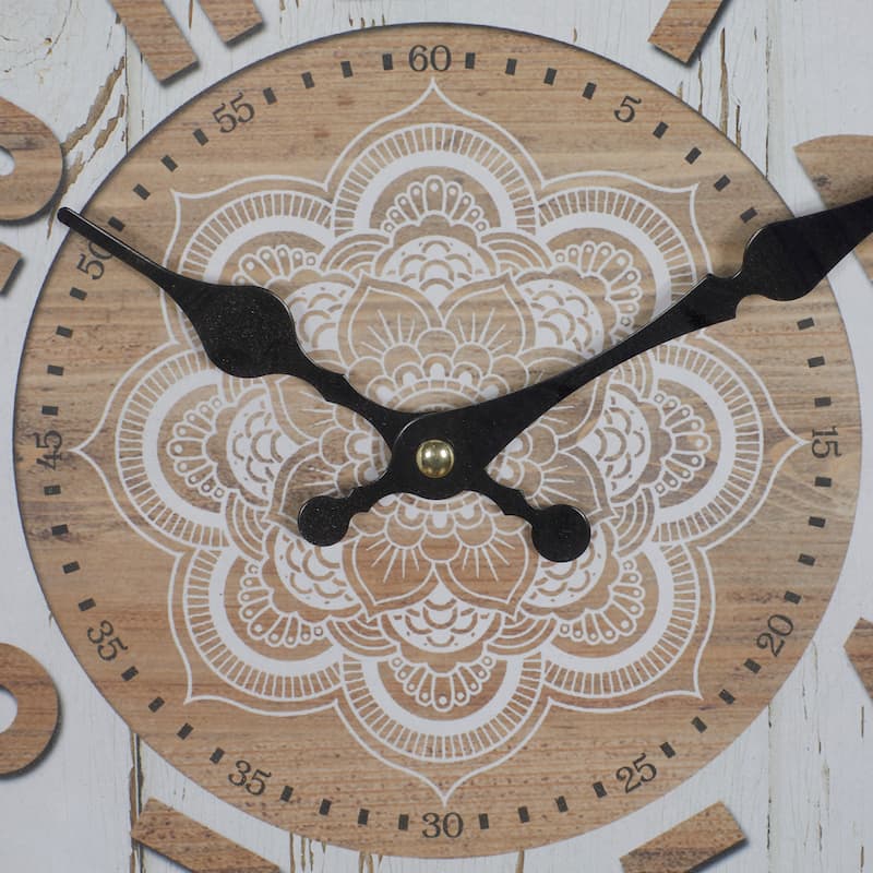 White Metal Fluted Frame Decorative Wall Clock - 14 x 3 x 14