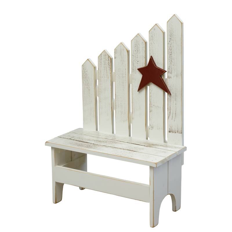 Country-Style Picket Bench - Antique White