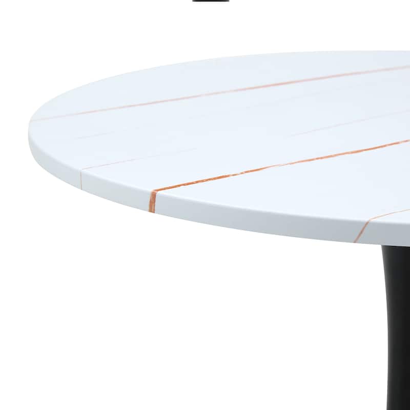 Round Dining Table, 31.5" Circle Tulip Table with Thickened Tabletop & Metal Pedestal, Mid Century Modern Bistro Table