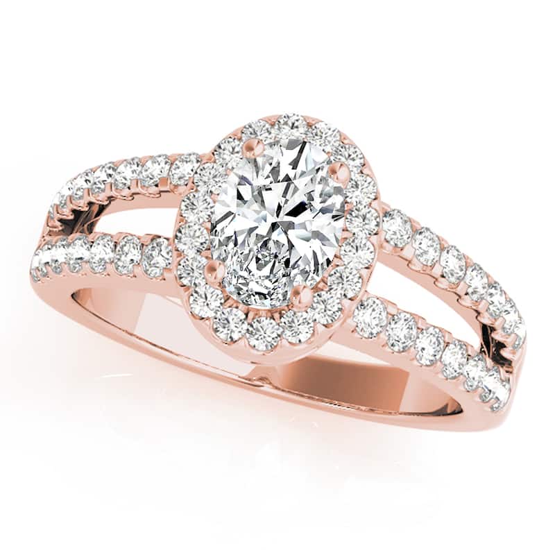 Auriya 14k Rose Gold Lab Grown Oval Diamond Halo Engagement Ring 0.50 to 5.00 ct. tw. (F-G VS) - 1.50 ct. center - 5