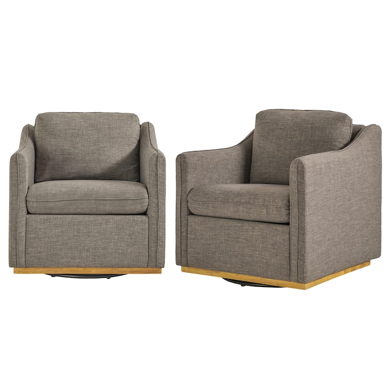 Walker Edison Modern Farmhouse Upholstered Linen Swivel Armchairs (Set of 2)