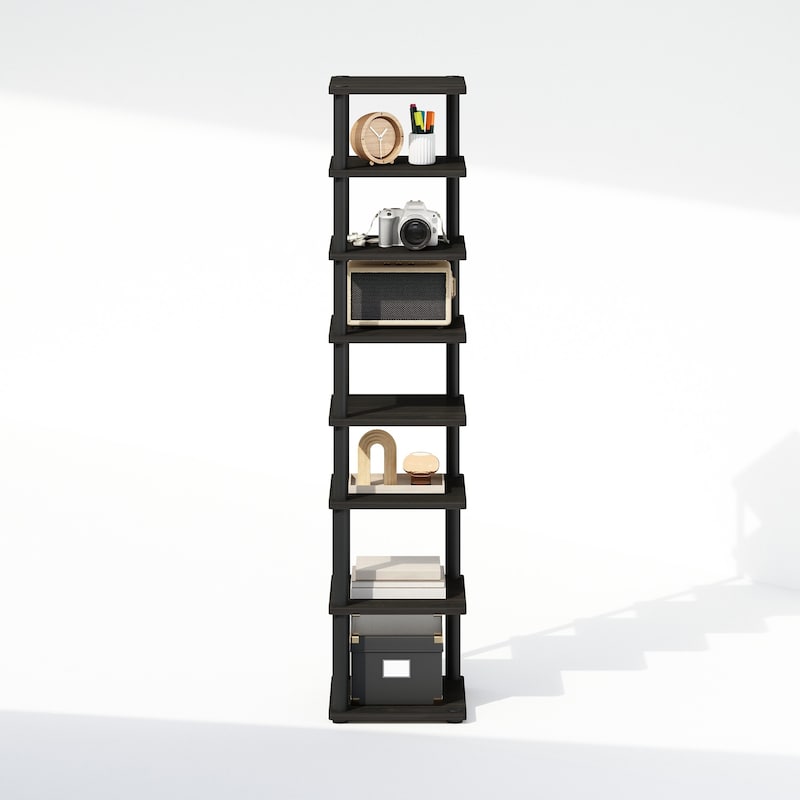 8 Tiers Wood Household Shelving Unit in Espresso/Black (11.61 in. W x 52.6 in. H x 11.61 in. D)