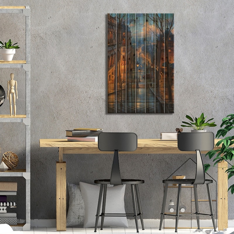 Montmartre Spring Print On Wood by Evgeny Lushpin - Multi-Color