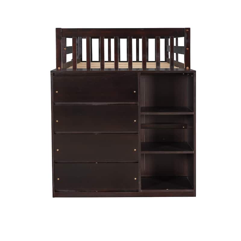 Bunk Bed with 4 Drawers and 3 Shelves
