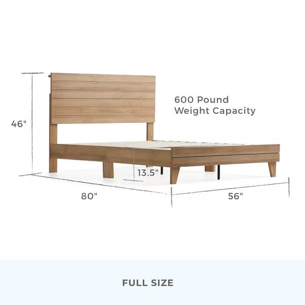 dimension image slide 4 of 18, Brookside Mabel Shiplap Platform Bed Frame with Headboard